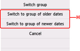 Anzeigebildschirm zum Wechseln der Gruppe